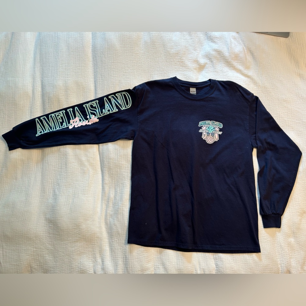 Gildan Amelia Island Navy Long-Sleeve T-Shirt Size L